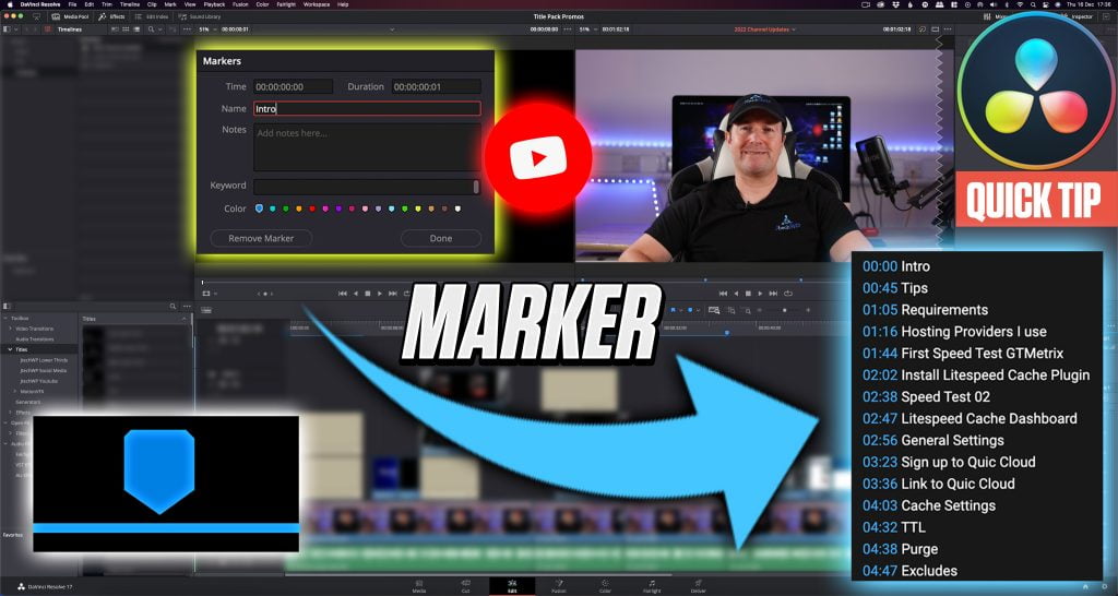 How to export markers and create timecode in YouTube - Davinci Resolve ...